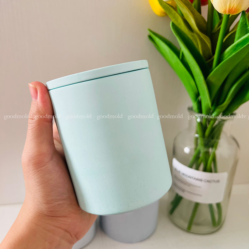 Terrazzo Pot Cement - 10cm Beton Kavanoz Silikon Kalıp Yuvarlak