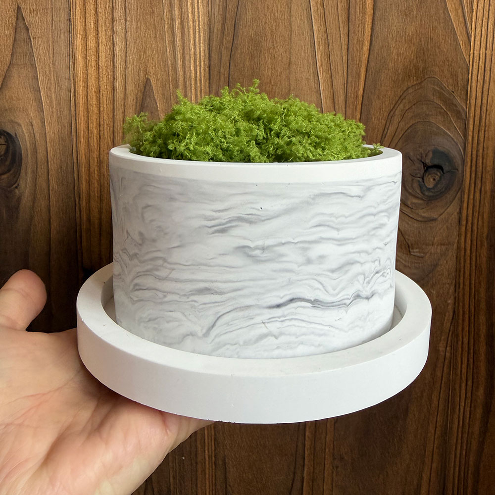 Terrazzo Pot Cement - Büyük Beton Saksı Kalıbı Silikon Seti