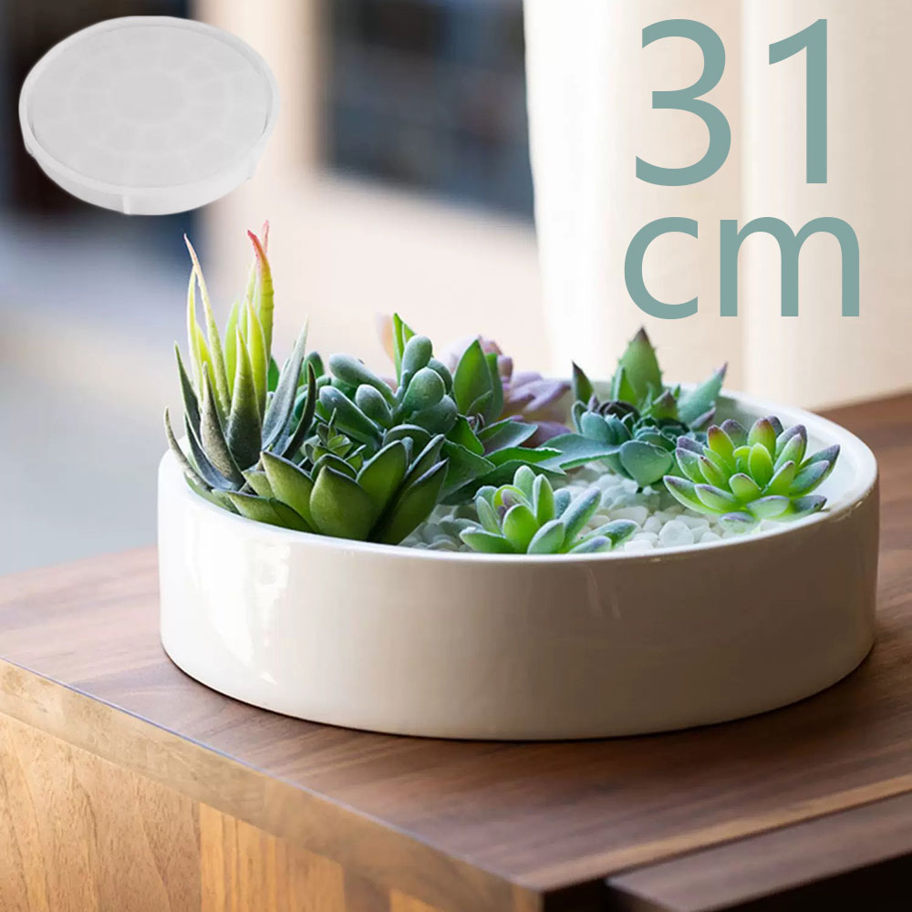 Terrazzo Pot Cement - 31cm Yuvarlak Çimento Saksı Silikon Kalıp