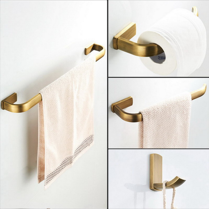 Antique Brass Hook - Antik Pirinç Kare Banyo Aksesuarları Seti