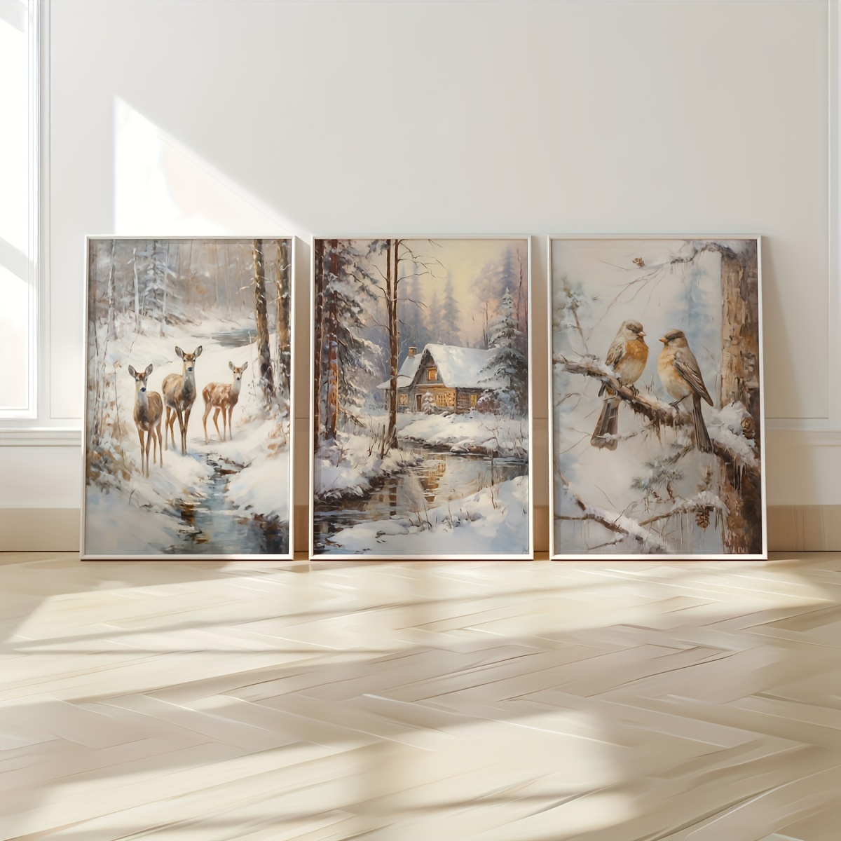 Abstract Canvas Set - 3 adet çerçevesiz tuval boyama/set Retro