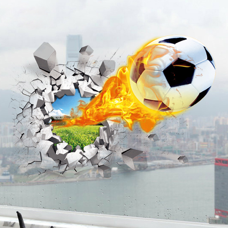 3D Futbol Kırık Duvar Sticker  - Interior Design Magazine incelemesi ve fiyatı